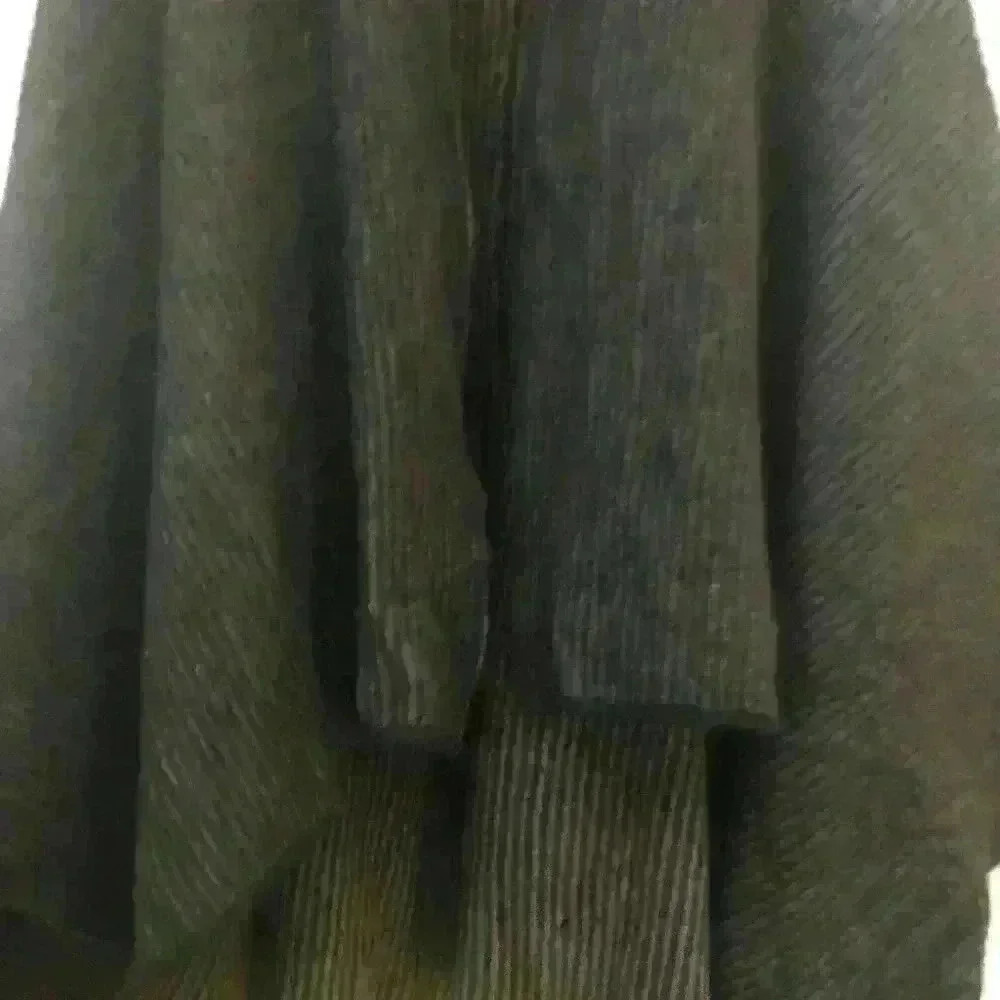 Maria Paola Calugi Italy Pinstripe Knit Wrap Wool Button Accent Brown Black OS - Picture 5 of 10